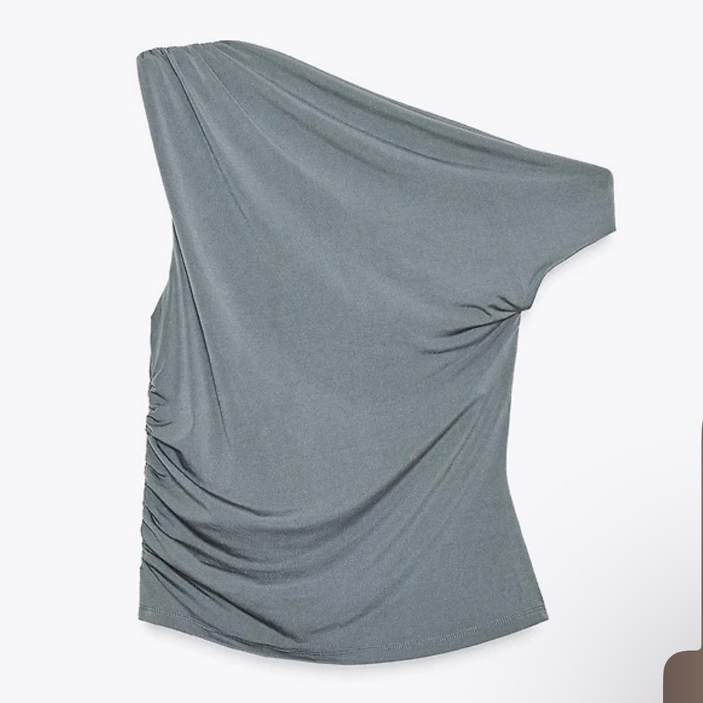 Zara One-Shoulder Tank Top in Slate Gray
